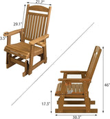 Poly Lumber Patio Glider for One Person, with Cup Holders, High Backrest and Deep Contoured Seat, HIPS Material - Photo 3