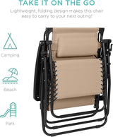 Best Choice Products 30” Wide Folding Zero Gravity Outdoor Recliner Patio Lounge Chair w/Adjustable Canopy Shade - Photo 9