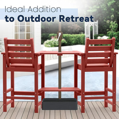 PLUUV Tall Adirondack Chairs Set of 2, All Weather HDPE Poly Bar Height Balcony Adirondack Chair with Removable Double Connecting Trays, Outdoor Adirondack Barstools for Deck, Patio, Yard, Pool, Lawn