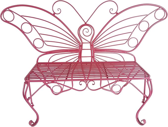 Hi-Line Gift Ltd. Pink Metal Butterfly Bench: Enchanting Outdoor Charm
