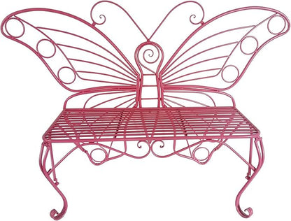 Hi-Line Gift Ltd. Pink Metal Butterfly Bench: Enchanting Outdoor Charm