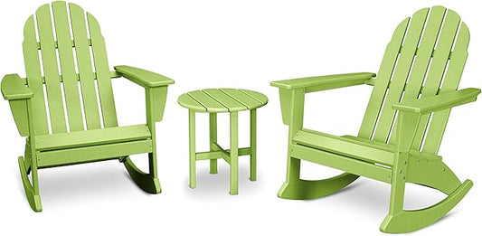 POLYWOOD Vineyard 3-Piece Adirondack Rocking Chair Set with Side Table