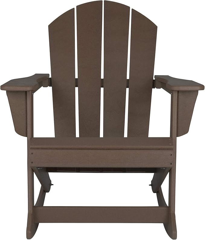 WO WESTIN OUTDOOR HDPE Laguna Outdoor Rocking Poly Adirondack Chair, Dark Brown