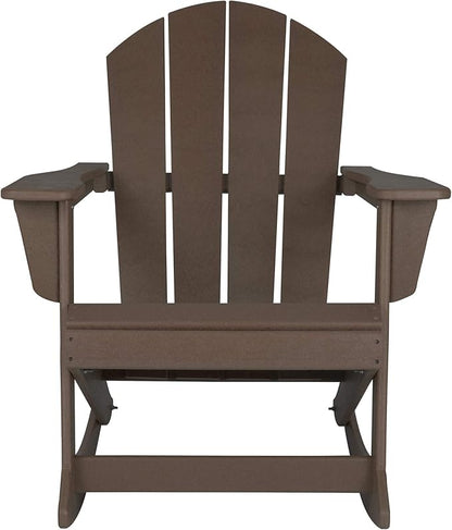 WO WESTIN OUTDOOR HDPE Laguna Outdoor Rocking Poly Adirondack Chair, Dark Brown