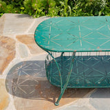 Zaer Ltd. Vintage Style Metal Patio Furniture with Heart Design Accents, Outdoor/Indoor Decor (Antique Green - Photo 4