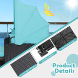 ORALNER Outdoor Daybed, 2-Person Wicker Patio Sofa with Retractable Canopy, Cushions & Pillows, 2 Side Trays - Photo 6
