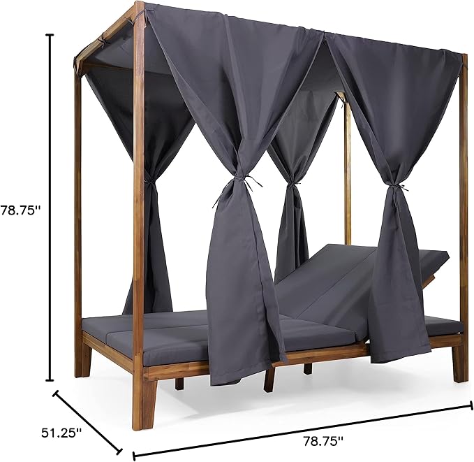Christopher Knight Home Kinzie Outdoor DAYBED, Dark Grey + Teak Finish