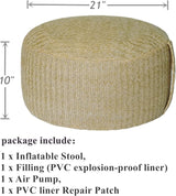 Woven Inflatable Ottoman with Air Pump D21”x H10” Outdoor Indoor Pouf Patio Footrest Stool with Portable Handle - Photo 3