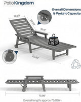 5-Position Adjustable Lounge Chair Outdoor, HDPE Outdoor Chaise Lounge with Cup Holder & Wheels - Photo 5