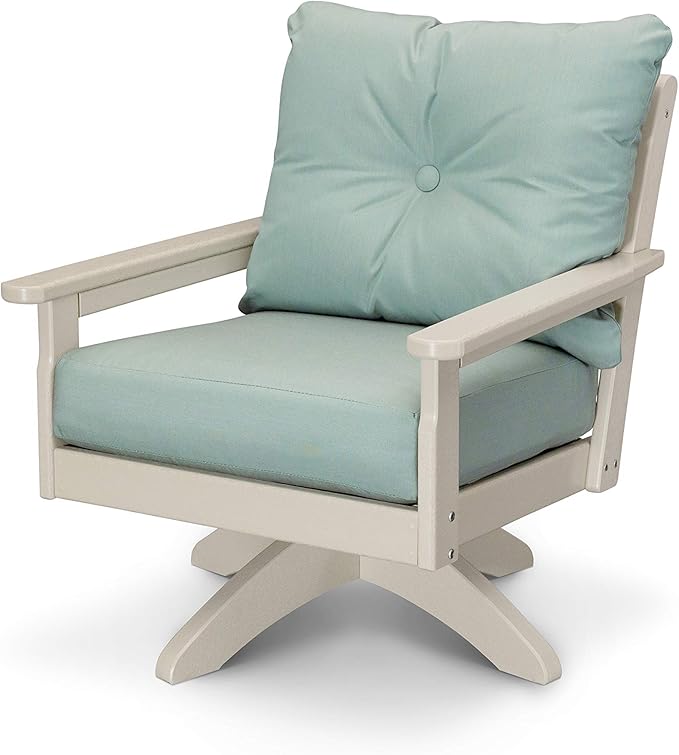 POLYWOOD® Vineyard Deep Seating Swivel Chair in Sand/Spa - Photo 1