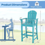 Tangkula Outdoor Tall Adirondack Chair 30 Inches Seat Height, HDPE Bar Height Patio Chair with High Backrest - Photo 3