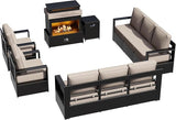Outdoor Aluminum Furniture Set, 5-Piece Patio Conversation Set, 2 Swivel Chairs, 2 Sofa and 1 Fireplace - Photo 7