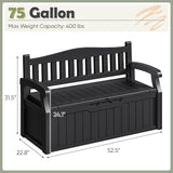 Homall 75 Gallon Outdoor Storage Benches Lockable Deck Box with Waterproof and UV Resistant - Photo 3