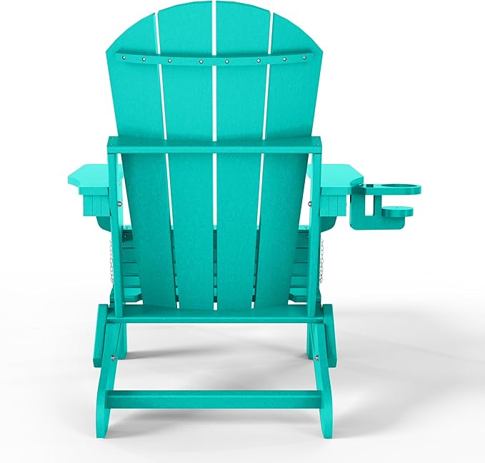 WestinTrends Malibu Folding Adjustable Adirondack Chair with Retractable Ottoman and Cup Holder, Turquoise