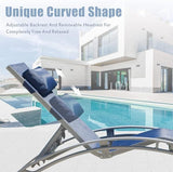 Domi Outdoor Chaise Lounge Set of 3 Patio Recliner Chairs with Adjustable Backrest and Removable Pillow for - Photo 8