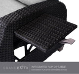 Grand patio Outdoor Recliner Chair Patio 150° Lay Flat Recliner with Flip Table Wicker Reclining Lounge Chair, Griege - Photo 5