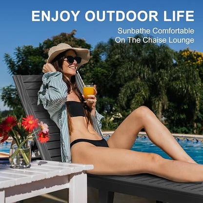 Outdoor Chaise Lounge Chair – Adjustable Waterproof Lawn Chair for Relaxation, Lightweight and Durable for Outdoor and Indoor Use (1, Black)