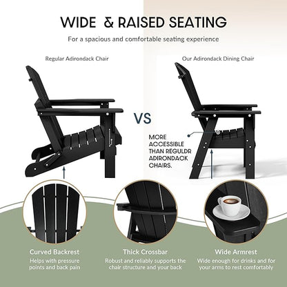 WestinTrends Malibu Outdoor Patio HDPE Plastic Adirondack Dining Chair Black