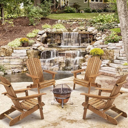 Solid Cedar Wood Folding Adirondack Chair Set of 2 – Outdoor Lounge Patio Chairs for Garden, Lawn, Backyard, Deck – Durable & Comfortable (Adirondack Chair Set of 2-1)