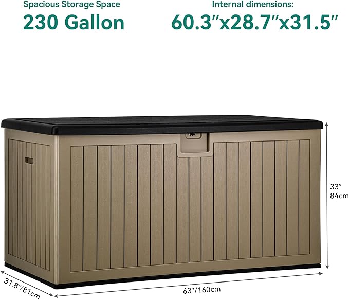 YITAHOME 230 Gallon Large Deck Box with Divider & Side Handles, Outdoor Double-Wall Storage for Patio Furniture Cushions - Photo 8