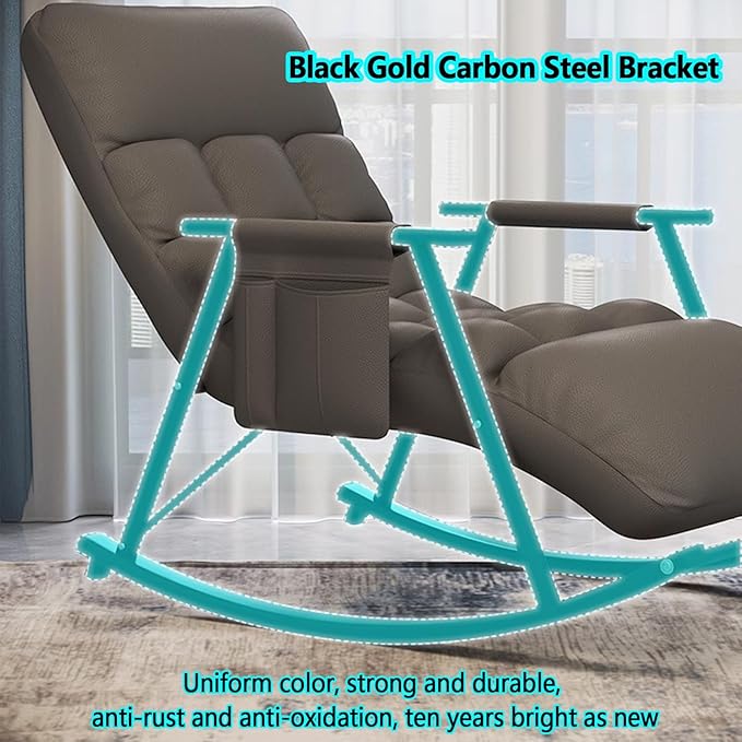 Outdoor Rocking Chair with armrests, Modern Comfortable Upholstered Rocking Chair, Modern Lounge Chair for Balcony - Photo 4
