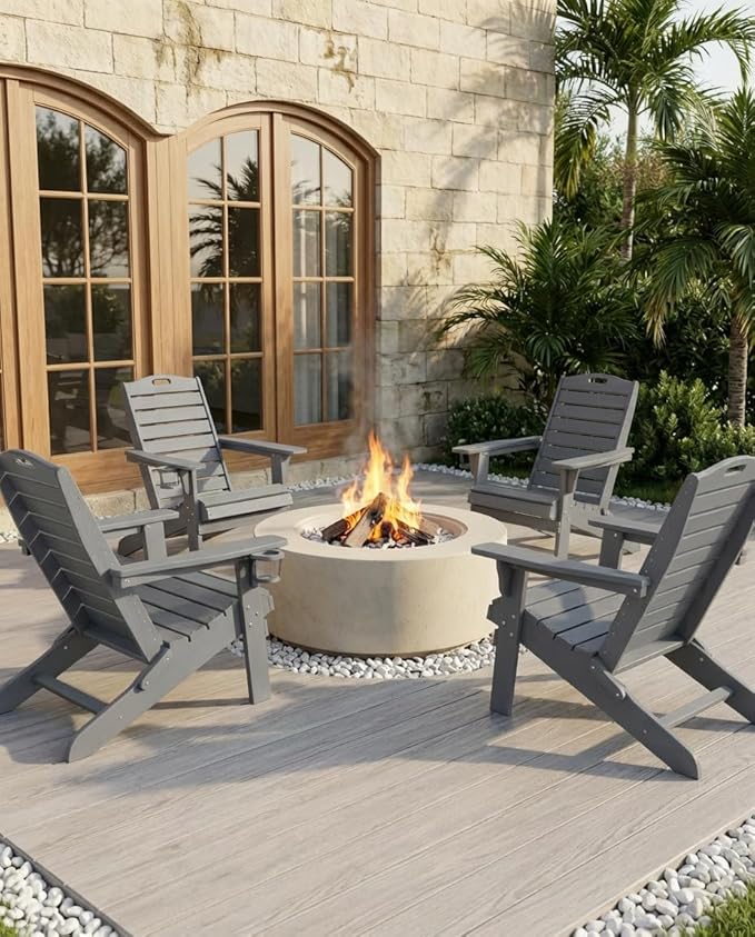 Folding Adirondack Chair with Retractable Ottoman - Photo 2