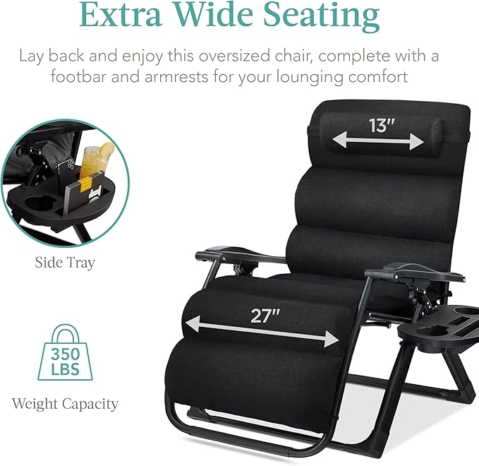 Best Choice Products Oversized Zero Gravity Chair, Folding Outdoor Patio Recliner - Photo 7