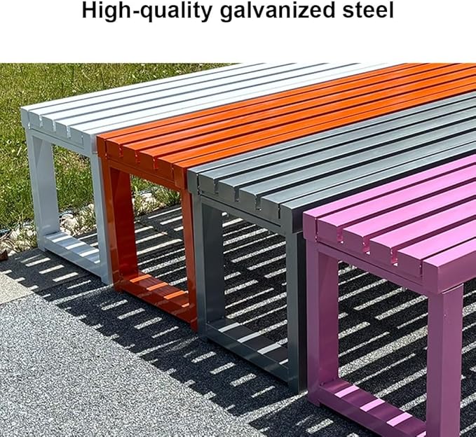Outdoor Garden Bench,3 Seater Metal Patio Benches,Park Seat for Lawn,Yard,Porch,Backless Furniture Seating,880lb Capacity,39.1/47.2/57/70.8 in(Lightpink,39.3 Inch)
