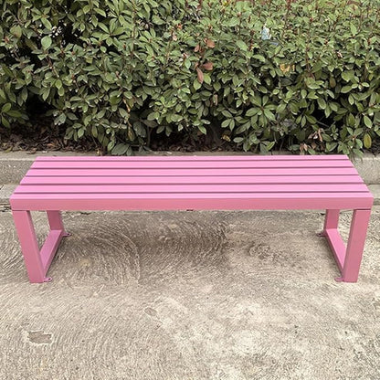 Outdoor Garden Bench Metal Park Seat Weatherproof 3-Person Deck Furniture Backless Furniture Seating for Front Porch,Lawn,Path,Yard(Lightpink,59 Inch)