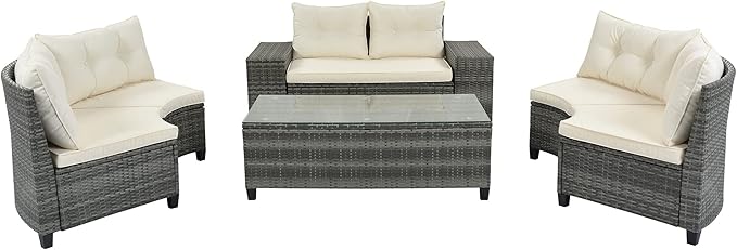 Quarte 8-Pieces Outdoor Wicker Round Sofa Set - Photo 9