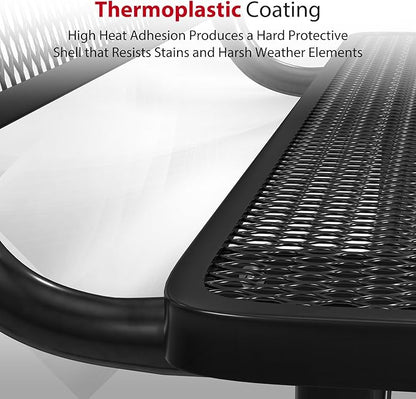 Leisure Craft Metal Outdoor Bench with Back - 6 Foot Heavy Duty Bench Seating for Garden, Porch, Picnic, Park, Expanded Metal, Thermoplastic Coating, Commercial Grade Furniture Made in USA - Black