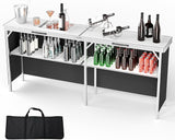 VINGLI 43" Portable Bar Table, 3-Tier Shelves, Carry Bag，Mobile Bar Table for Events, Party, Camping, Picnic, Tradeshow - Photo 1