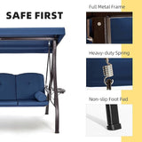 HOMREST 3 Seat Outdoor Porch Swing with 1.5" Deepened Cup Holder, Adjustable Canopy, Patio Swing Bed with Stand - Photo 3