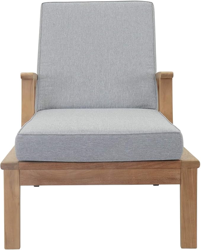 Modway EEI-1151-NAT-GRY-SET Marina Premium Grade A Teak Wood Outdoor Patio Chaise Lounge Chair, Natural Gray - Photo 7