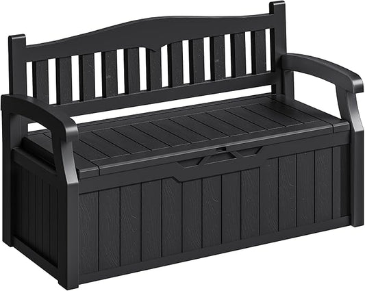 Homall 75 Gallon Outdoor Storage Benches Lockable Deck Box with Waterproof and UV Resistant, Waterproof Storage Box for Patio Furniture, Tools, Cushions (Black)