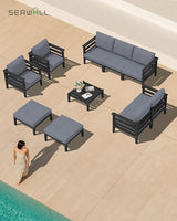 SERWALL HDPE Patio Furniture Set, 10 Pieces Outdoor Sectional Sofa Set - Photo 8