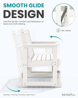SERWALL 2 Person Patio Glider Rocking Chair, HDPE Material Weather-Resistant Swinging Bench for Outdoor Porch Garden - Photo 3