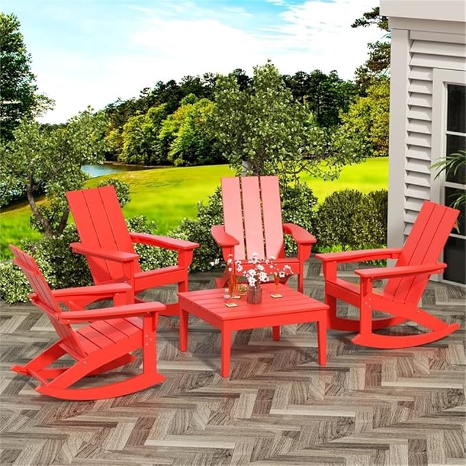 Costaelm Outdoor Side Tables for Patio, Small Patio Conversation Table Weather Resistant Coffee Table, Small Square Table Outdoor End Tables for Porch, Balcony, Poolside, Deck, Red