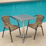 BTEXPERT Set of 2, Indoor Outdoor 27.5" Square Restaurant Table for Patio Stainless Steel Silver Aluminum Furniture - Photo 8