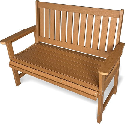 Poly Lumber Outdoor Bench, HIPS All-Weather Bench, Never Rots or Fades, for Patio, Porch, Garden and Park, 700 lbs Weight Capacity (Brown, 44-inch)