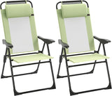 Outsunny Folding Patio Dining Chairs Set of 2, Outdoor Deck Chair with Adjustable Sling Back - Photo 1