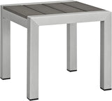 Modway Shore Aluminum Textilene® Mesh Outdoor Patio 3-Piece Poolside Chaise Lounge Chair and Side End Table Set in - Photo 7