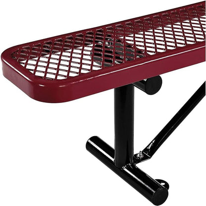 Global Industrial 6'L Heavy Duty Expanded Metal Mesh Flat Bench with Steel Frame, Portable Outdoor Bench, 1000 lbs Capacity, Red, 72" L x 14-1/2"W x 18" H
