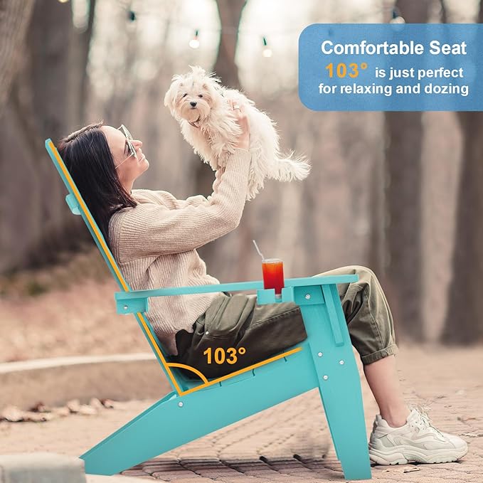 MXIMU Adirondack Chair Set of 8: Modern Adirondack Chairs Fire Pit Chairs Plastic Outdoor Chairs for Lawn Backyard Deck - Photo 3