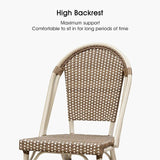 PURPLE LEAF French Bar Stool Set of 2 White Print Finish Patio Bar Stools with Back Rattan Chairs Wicker Bar Height - Photo 5
