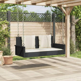 Black PE Rattan Swing Bench with Removable Cushions for Patio - Photo 4