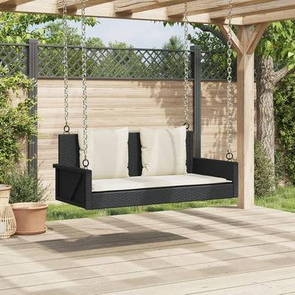 Swing Bench Black PE Rattan Medium UV-Resistant Materials Yard Bench Outdoor Furniture for Courtyard Balcony