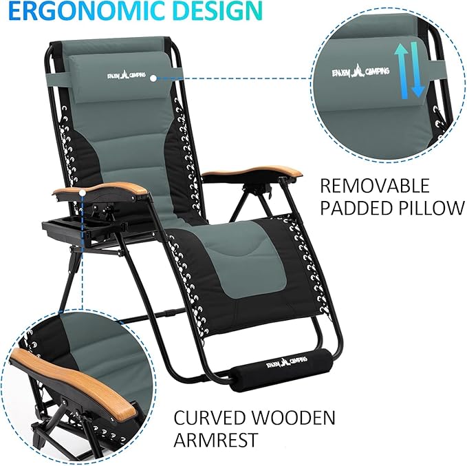 Amopatio Zero Gravity Chair with Cup Holder Patio Outdoor Folding Lounge Chairs with Footrest & Headrest for Indoor and Outdoor, Support 400LBS