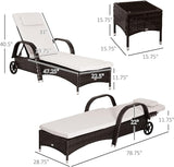 Outsunny Wicker Outdoor Chaise Lounge Chair Set of 3 with Side Table - Photo 3