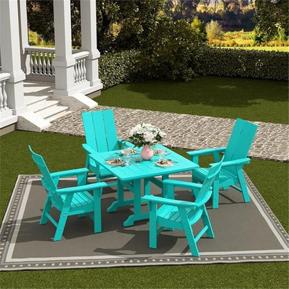 Costaelm Outdoor Adirondack Chair, HDPE Patio Balcony Chairs, Portside Seashell Nautical Curveback Adirondack Chair and Fire Pit Chairs, Turquoise